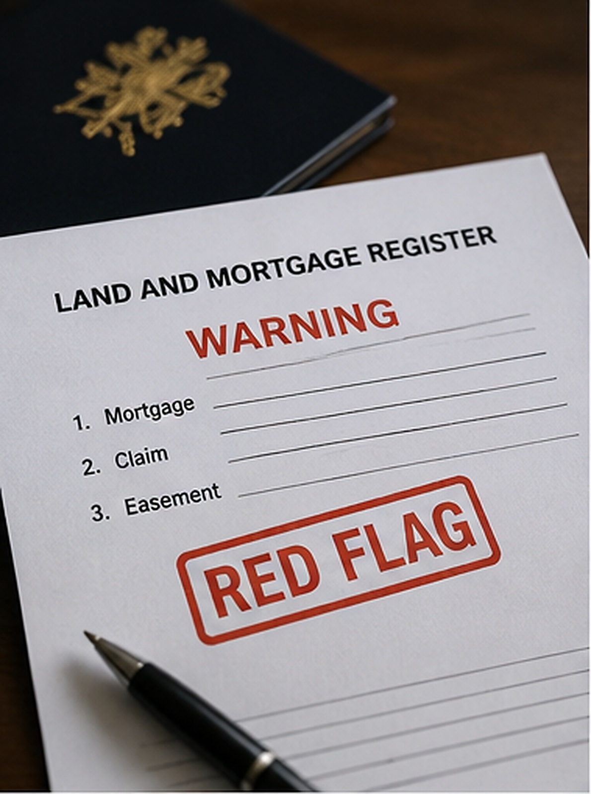 Land and mortgage register warning before a Warsaw property purchase
