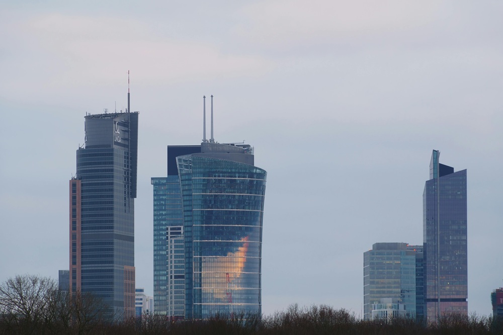 Wola district Warsaw — modern office towers and residential development near Rondo Daszyńskiego