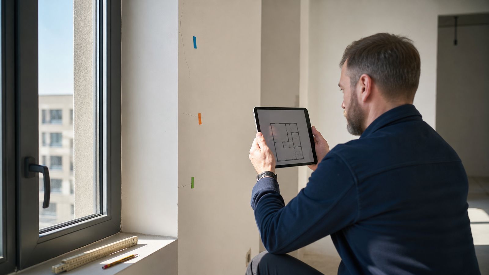 Numbered apartment defects documented for a Polish handover protocol