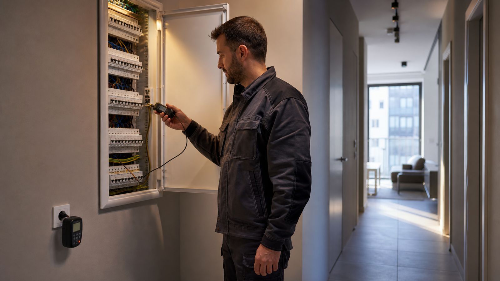 Qualified electrical safety inspection in a new apartment