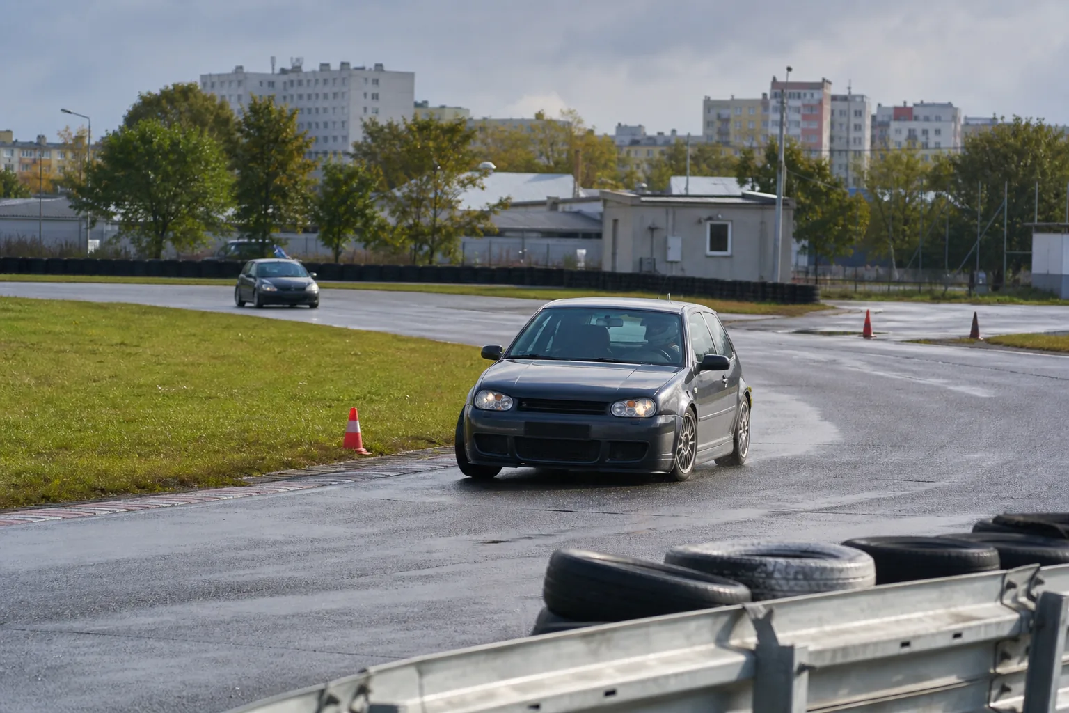 Cars during a controlled motorsport training session at Autodrom Bemowo