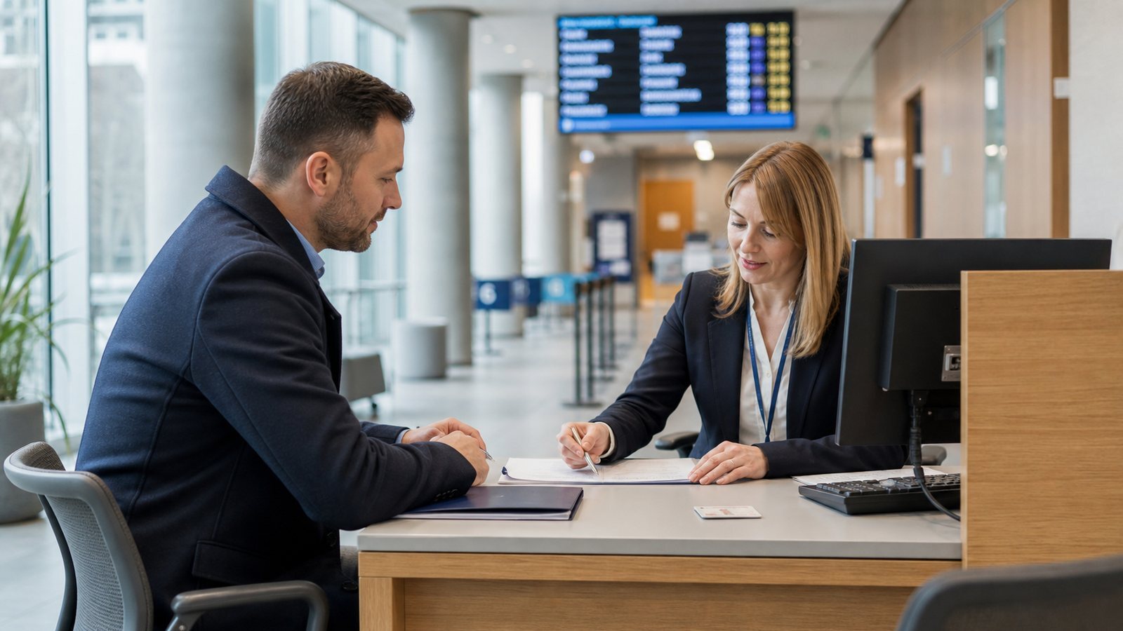 EU citizen registering residence with an official in Poland