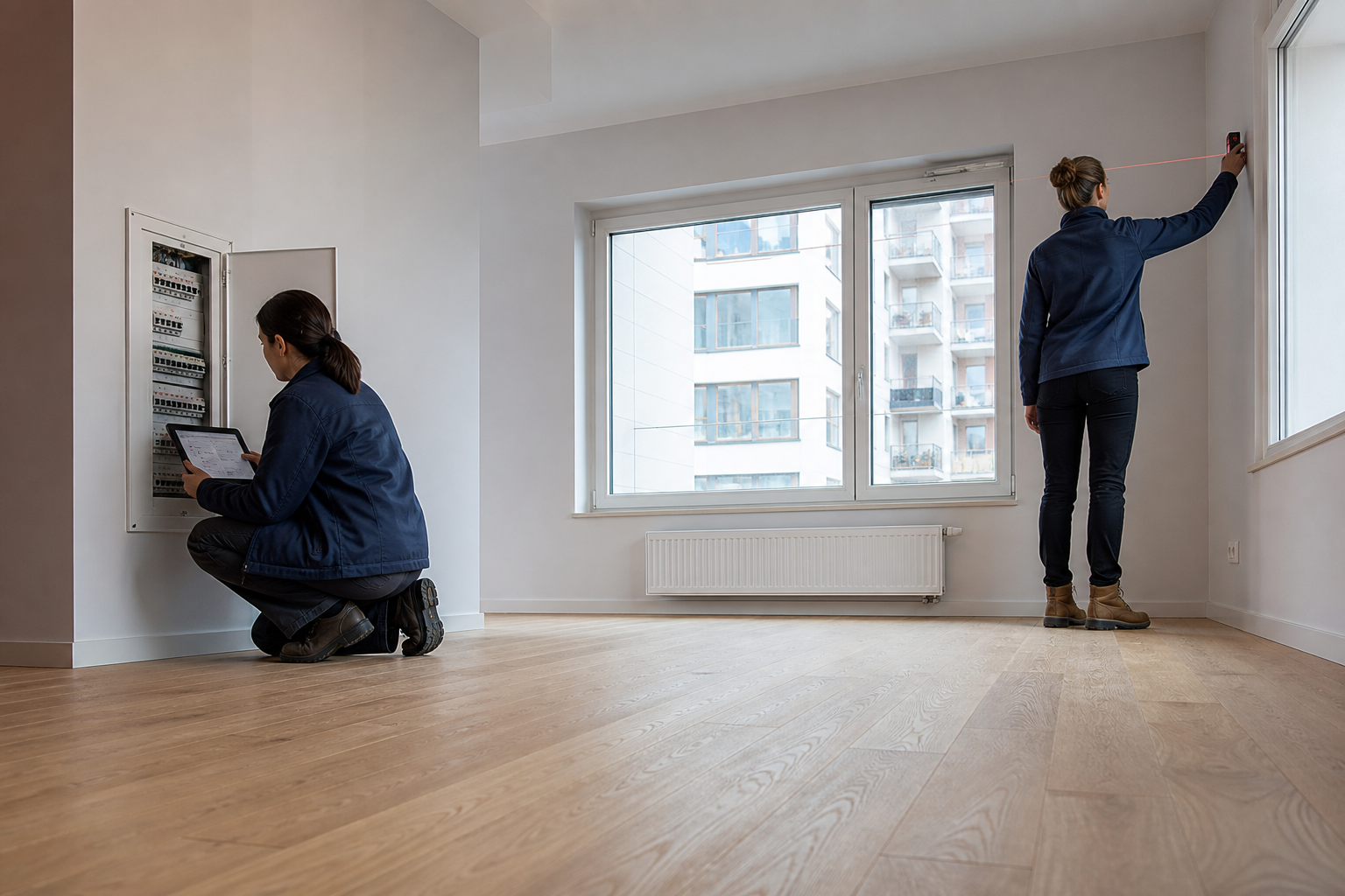 Independent technical inspection of an empty Warsaw apartment for a buyer based in France