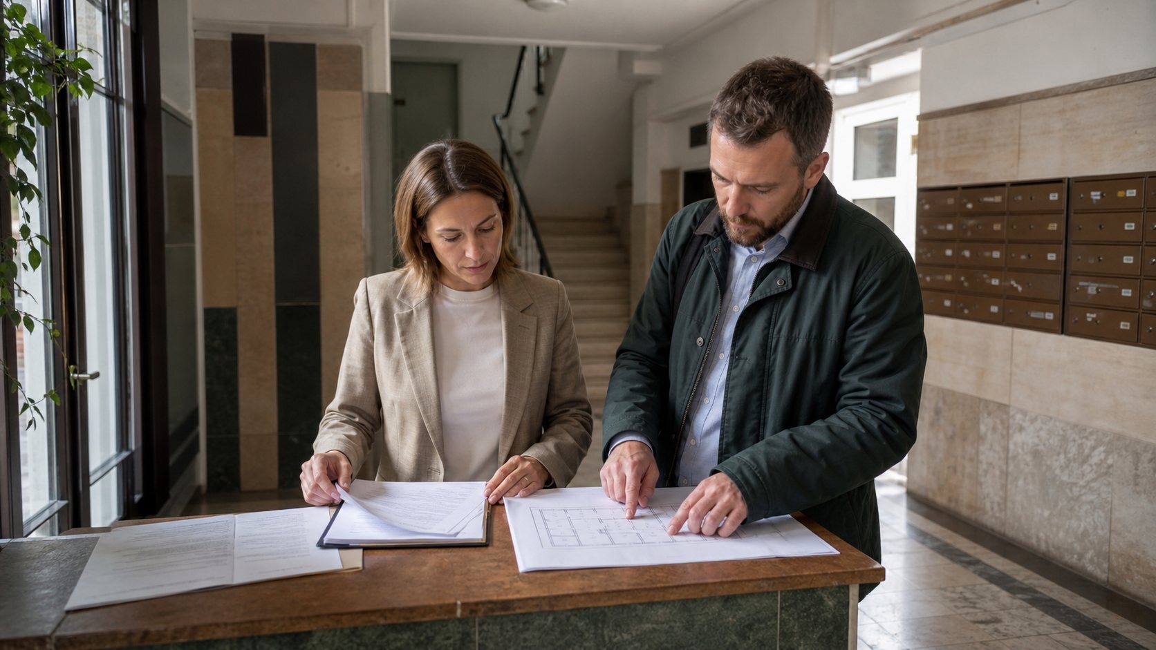 Housing community and building records reviewed in a Warsaw apartment building
