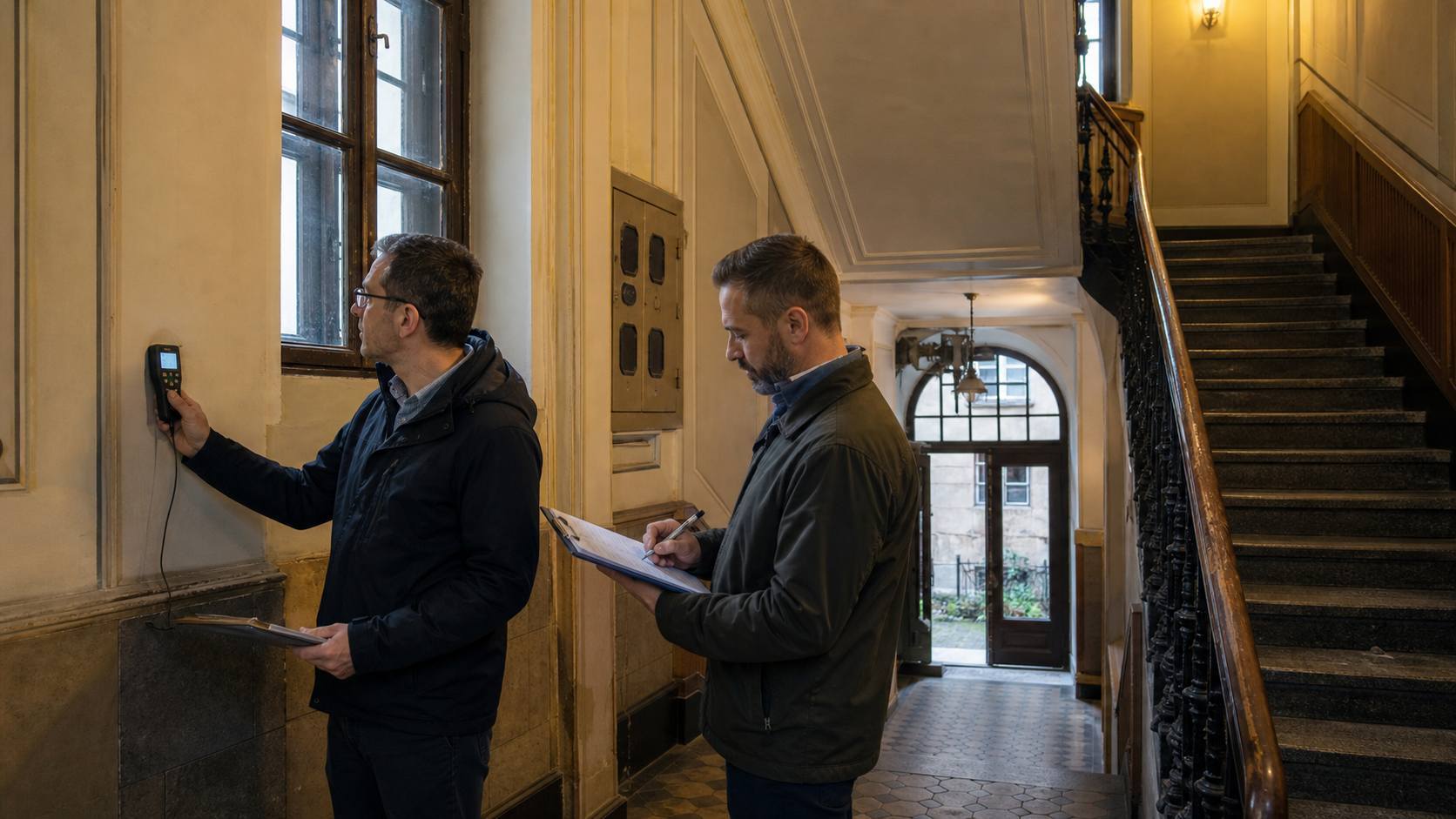 Technical inspection of an older Krakow tenement apartment and common building fabric
