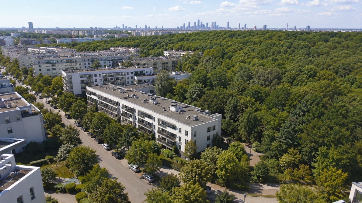 Bielany district Warsaw — green residential with M1 metro