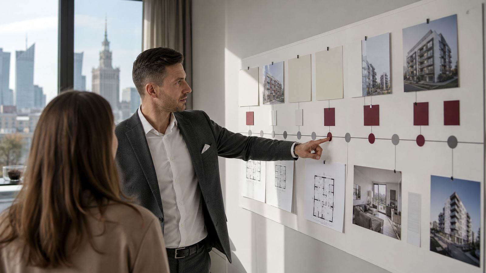 Buyer and adviser reviewing a Polish property purchase timeline