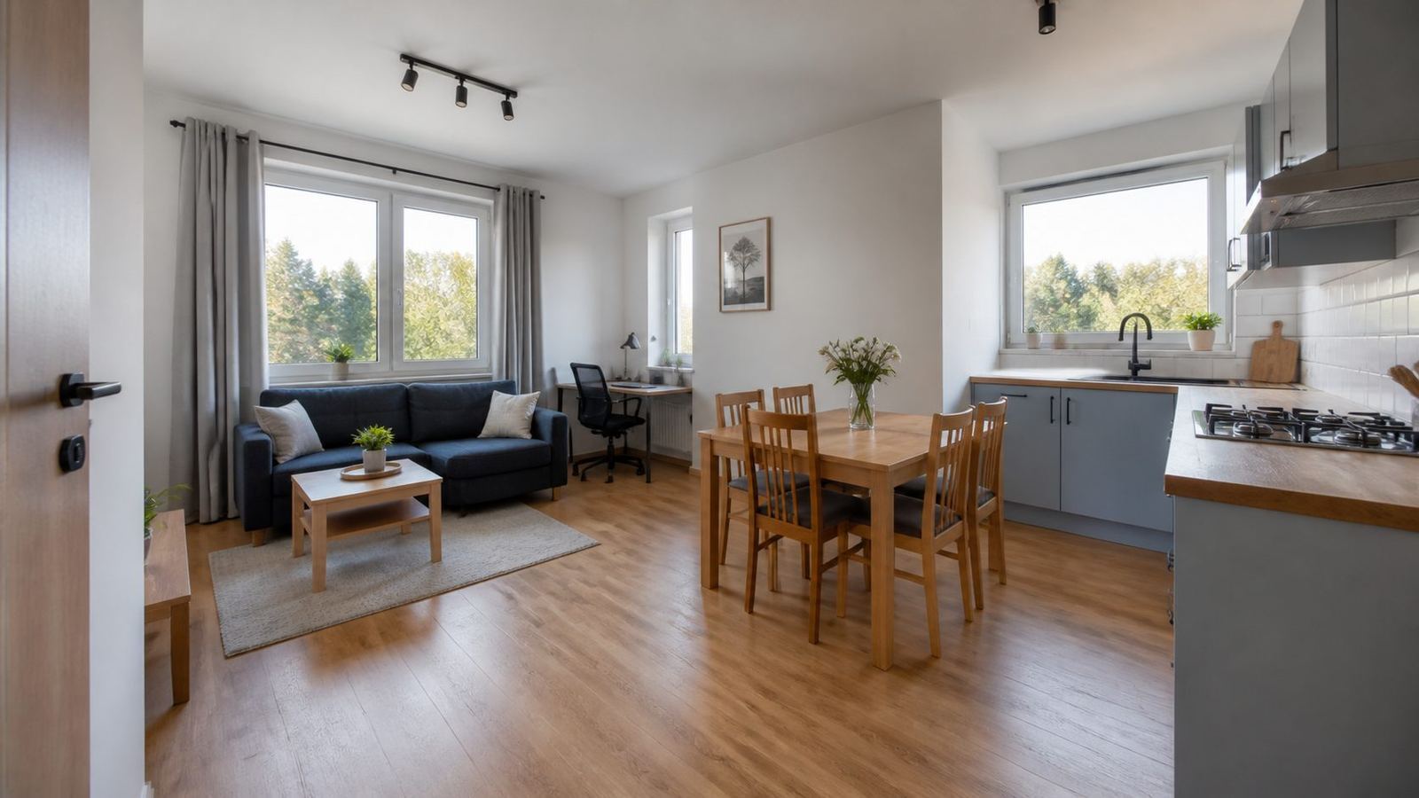 Practical rental-ready apartment interior for a long-term tenant in Rembertów