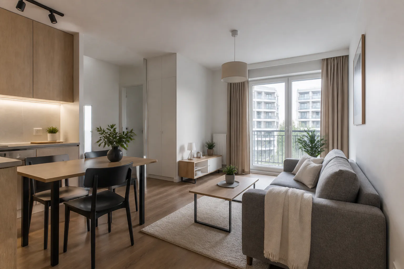 Finished long-term rental living room in a contemporary Ursus apartment