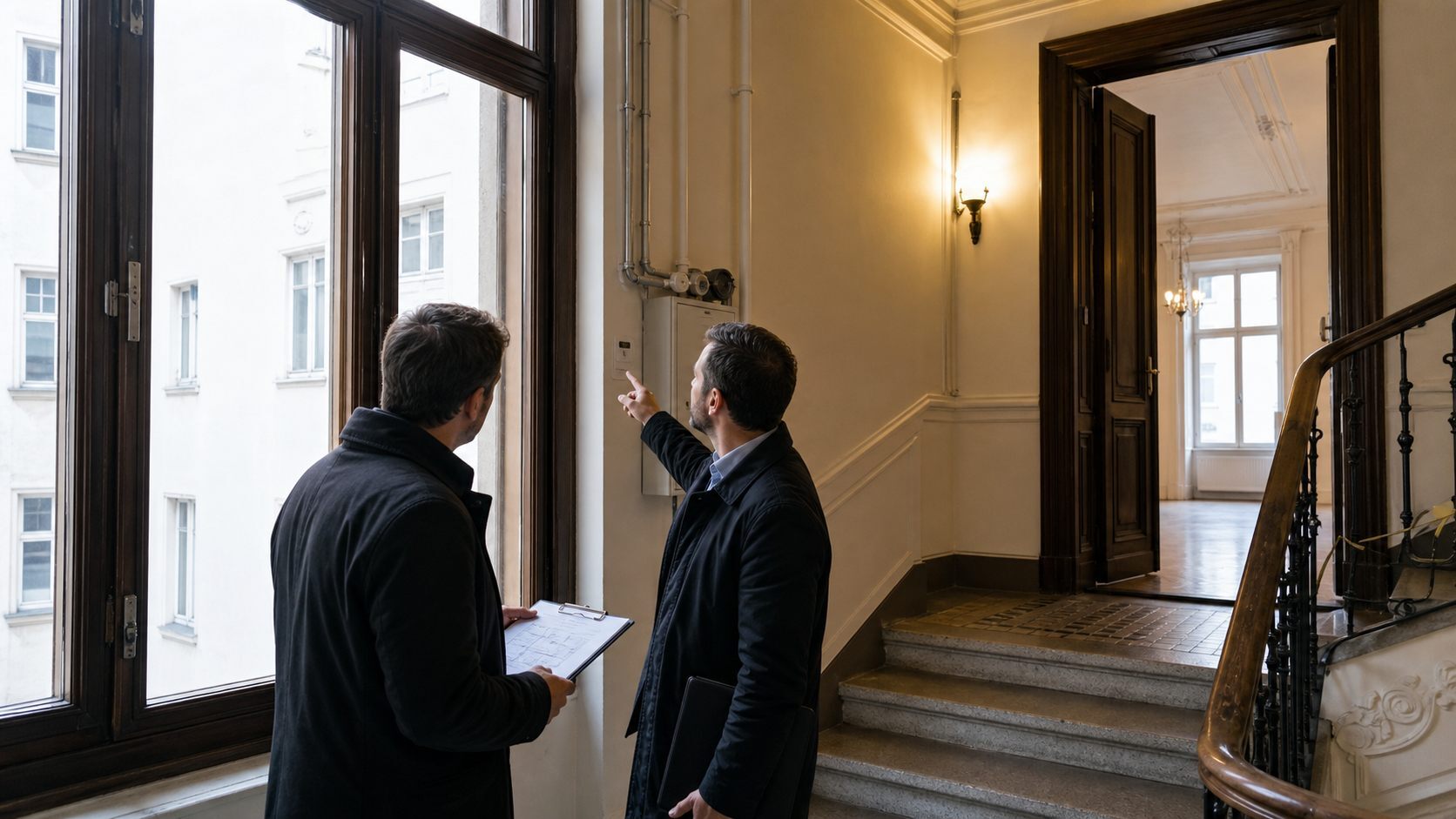 Technical inspection of common installations and condition in a Vienna Gründerzeit apartment building