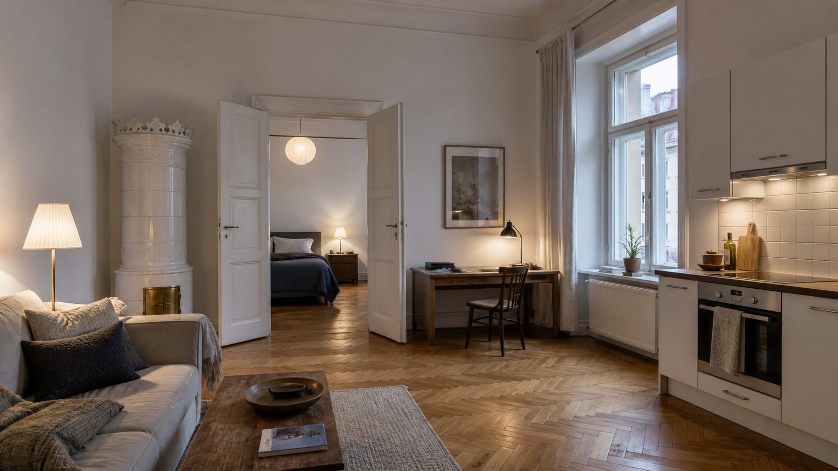 Prepared long-term rental apartment in a traditional Vienna building with practical modern fit-out