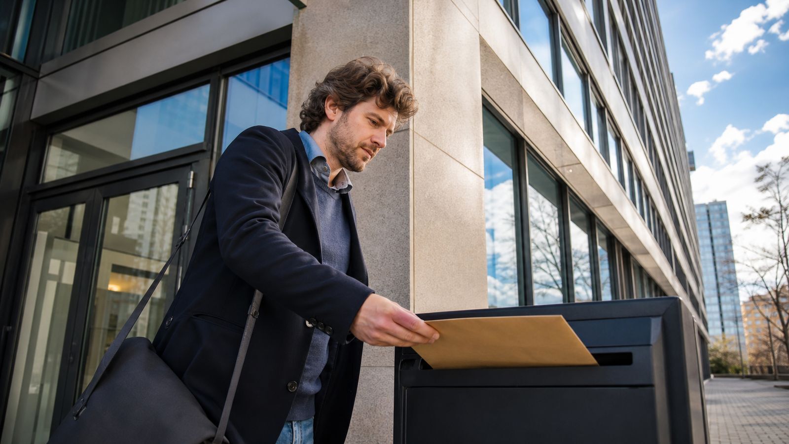 Apartment owner filing post-purchase property tax information at a Warsaw municipal office