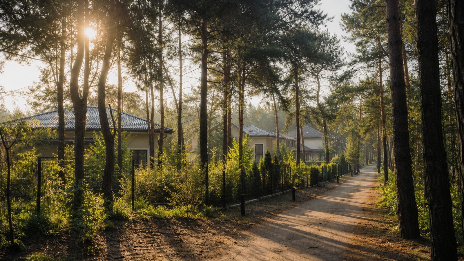 Detached houses among pine forest in Zielona-Grzybowa, Warsaw Wesoła