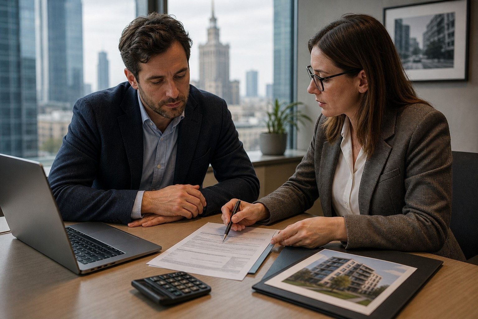 Foreign heir reviewing Polish inheritance tax filing with a tax adviser