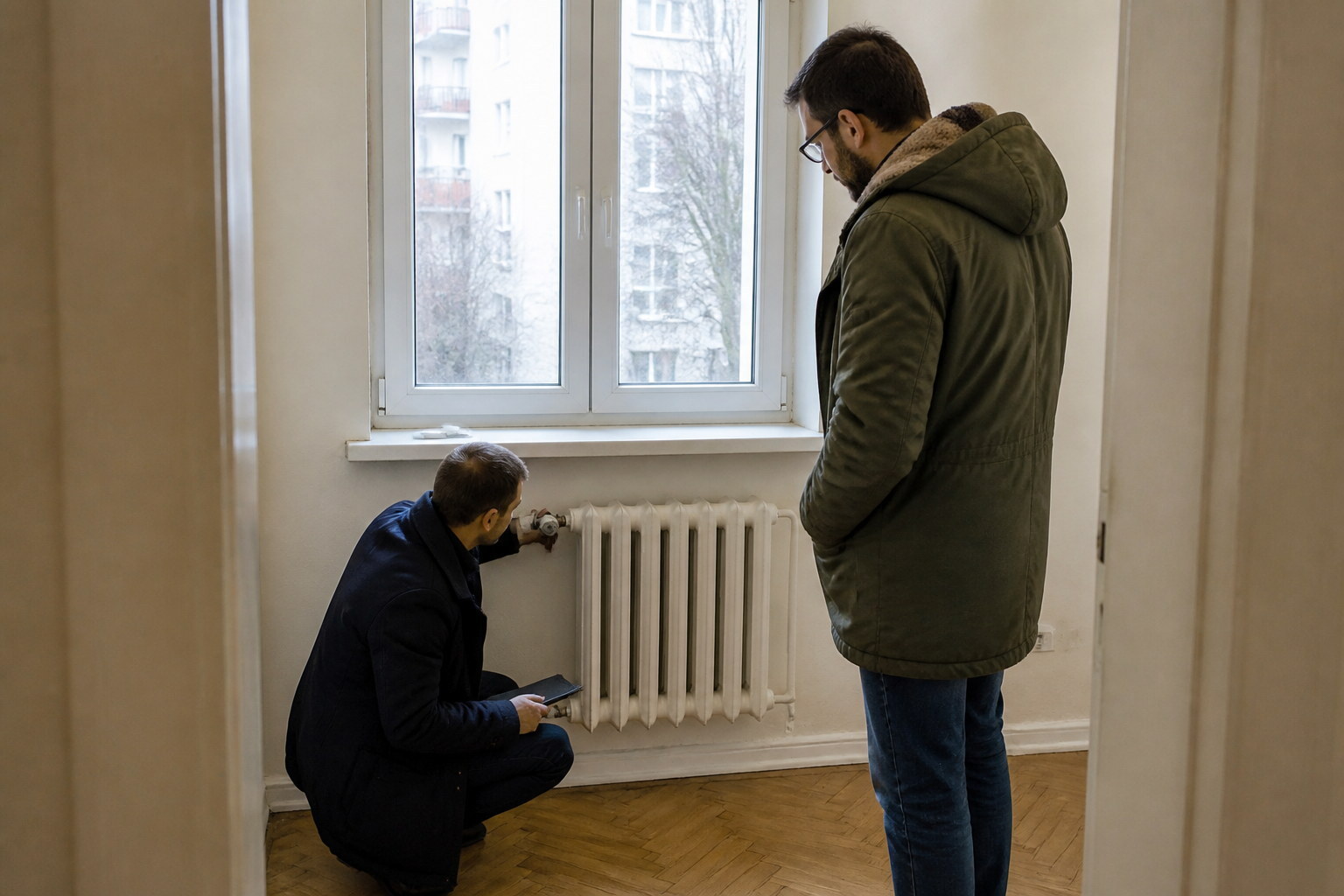 Heating installation inspection in an older Warsaw apartment