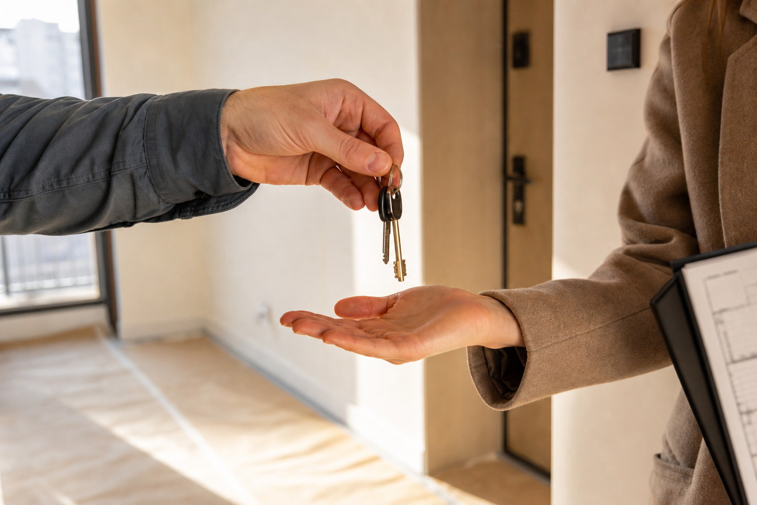 Documented key handover for a Warsaw apartment prepared for rental