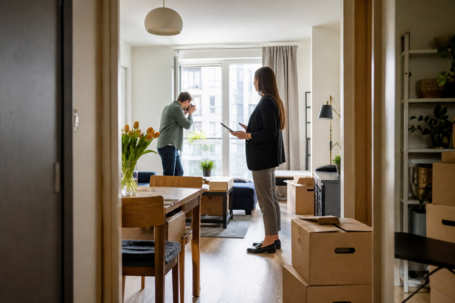 Warsaw apartment prepared for listing photography before comparing its room count and layout