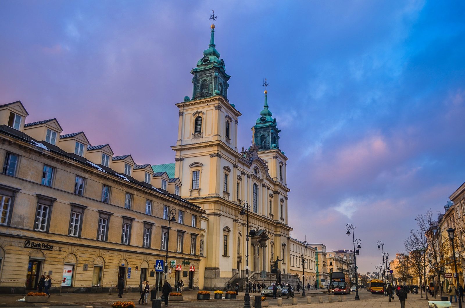 Historic architecture on Krakowskie Przedmieście in central Warsaw