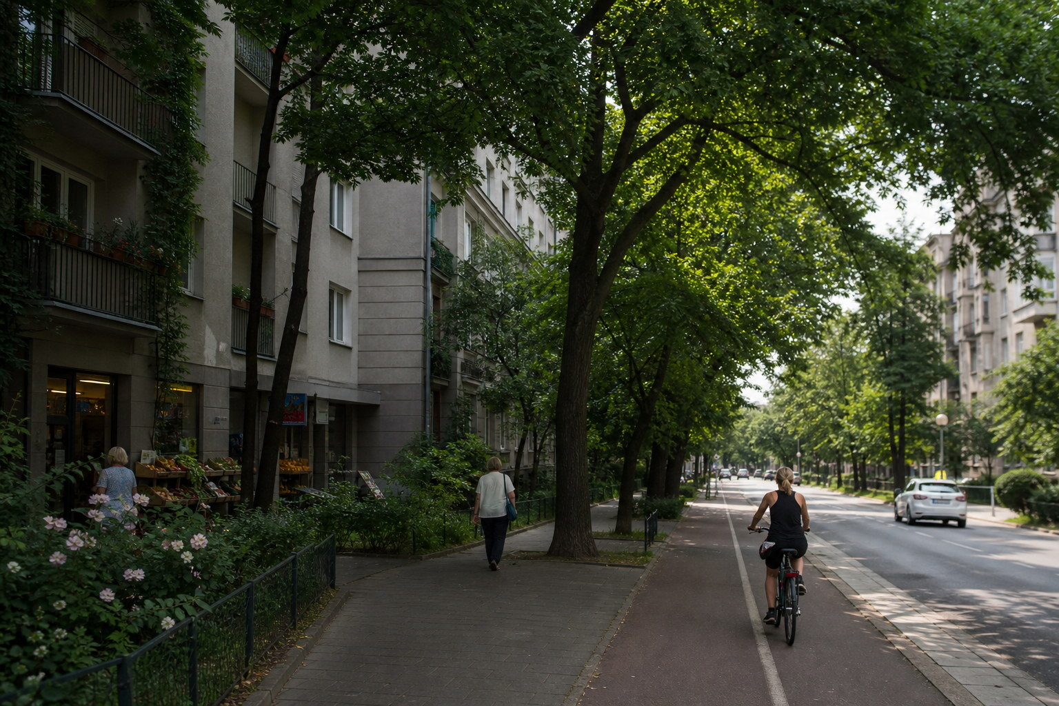 Residential street with public transport access in Warsaw Mokotów