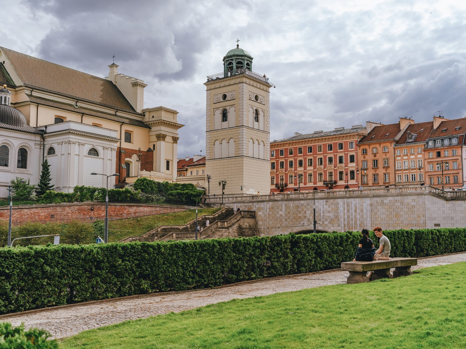 Historic Warsaw Old Town and castle area near central period apartments