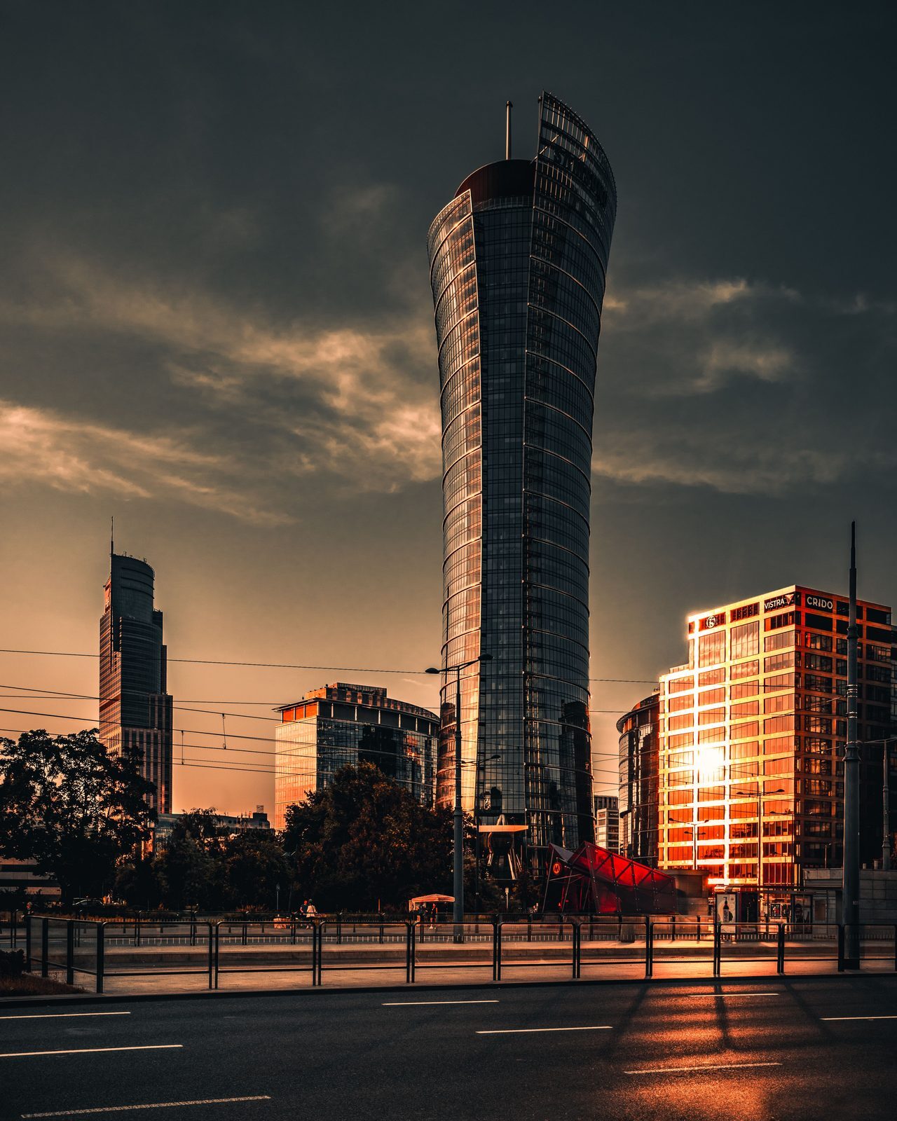 Warsaw Spire at sunset representing central business district demand